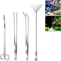 Los mejores  - JZK 4 en 1 Acero Inoxidable Aquarium Aquascaping Kit Acuario Planta acuática Pinzas Tijera espátula para Plantas peceras